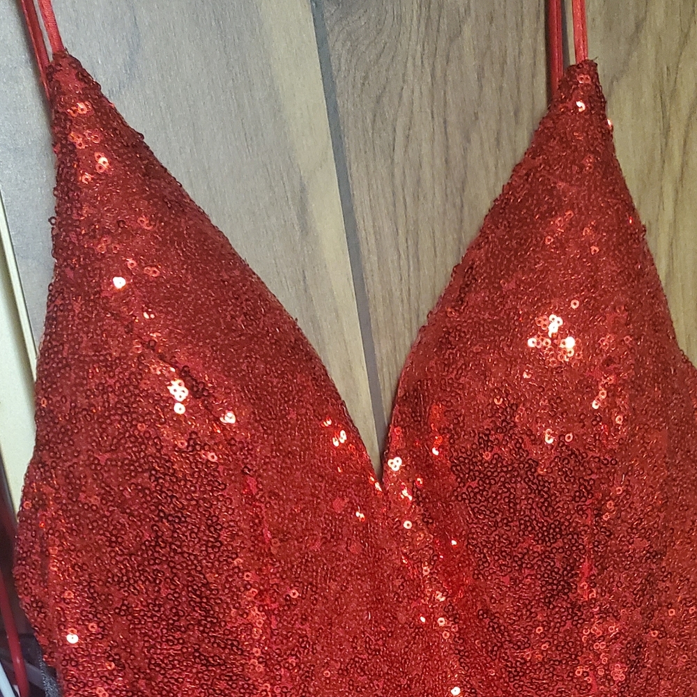 Red sequin dress